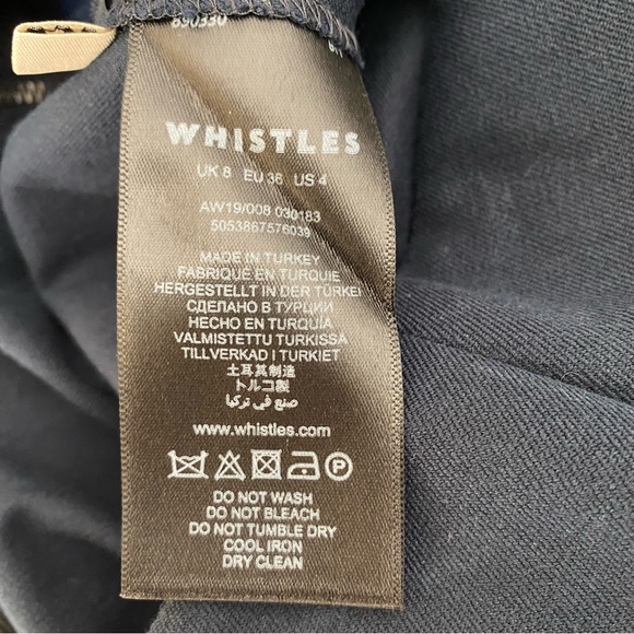 Whistles Ankle Length Stretchy Navy Trousers with Side Zip - Picture 9 of 11